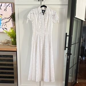 J. Crew White Eyelet Midi Dress